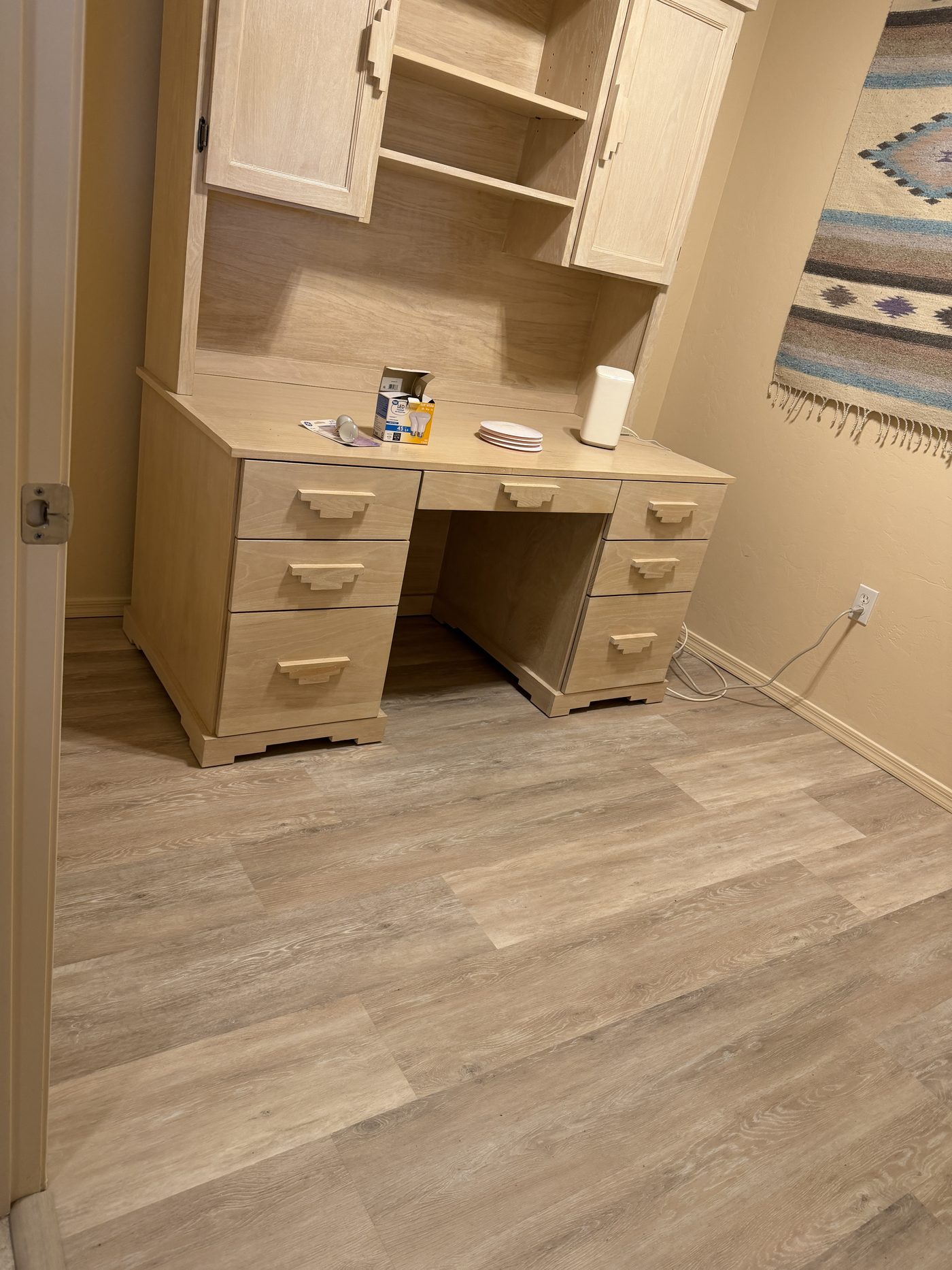 New LVP flooring installed in a home office