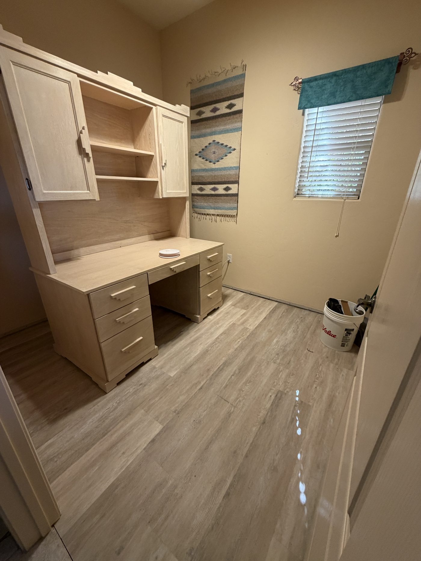 Wide view of the finished office flooring
